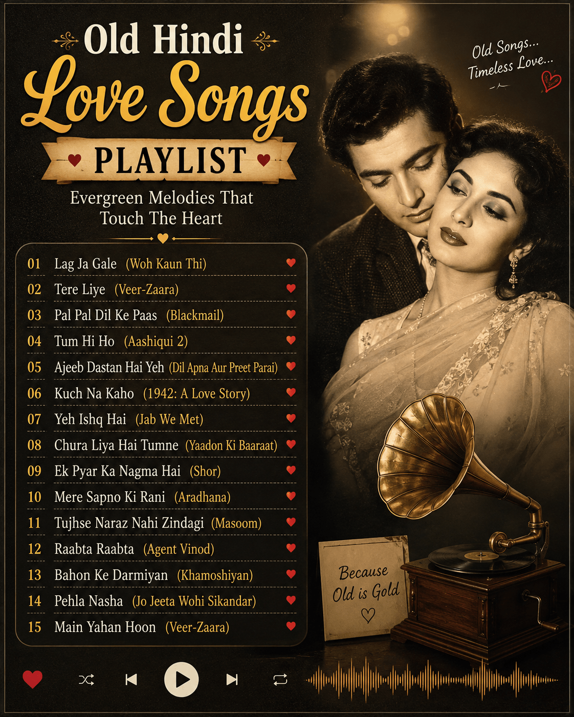 Old Hindi love songs playlist cover art